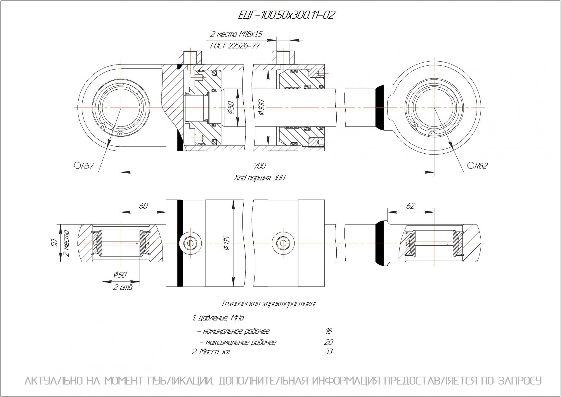 ЕЦГ-100.50х300.11-02 Гидроцилиндр