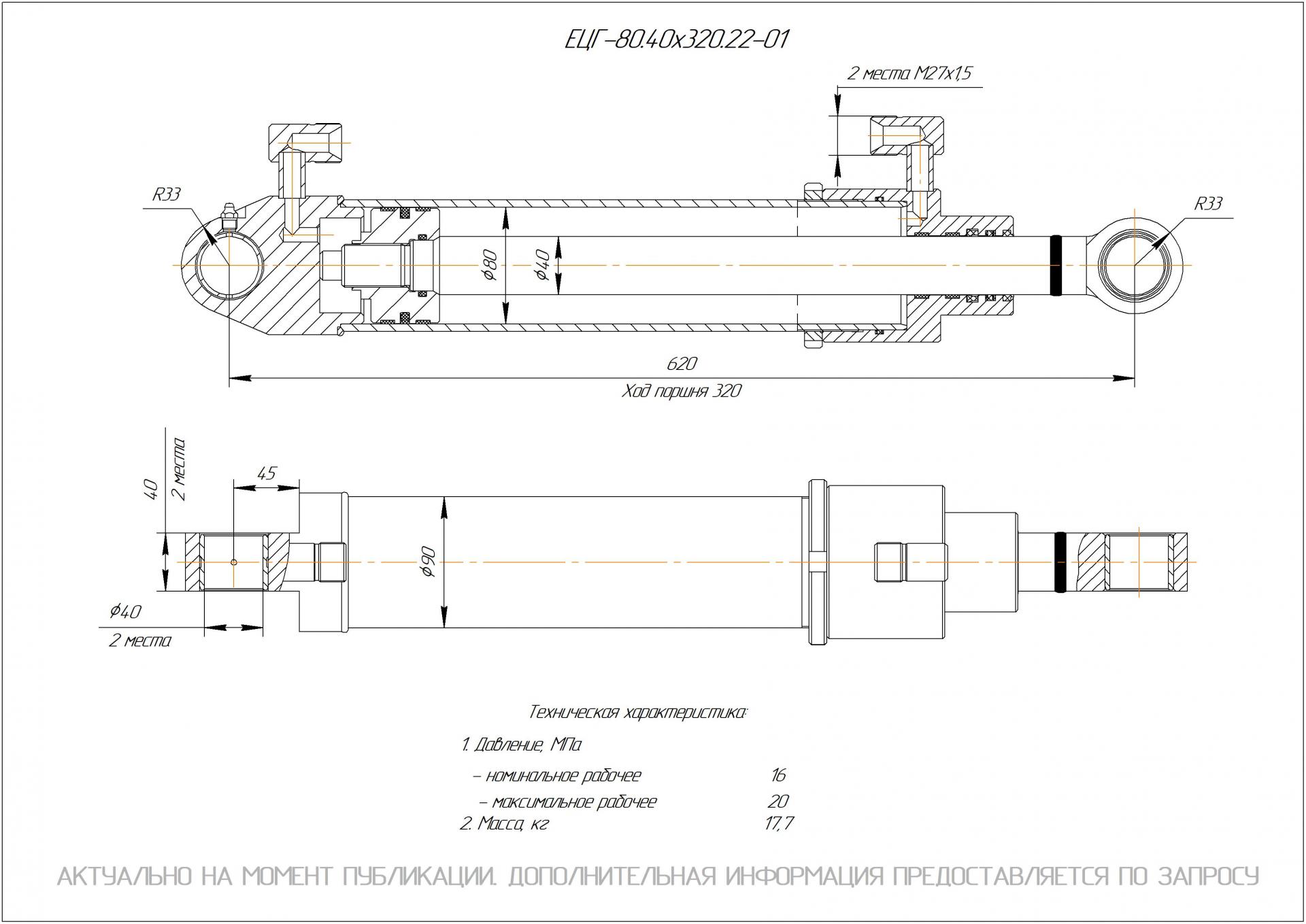 ЕЦГ-80.40х320.22-01 Гидроцилиндр