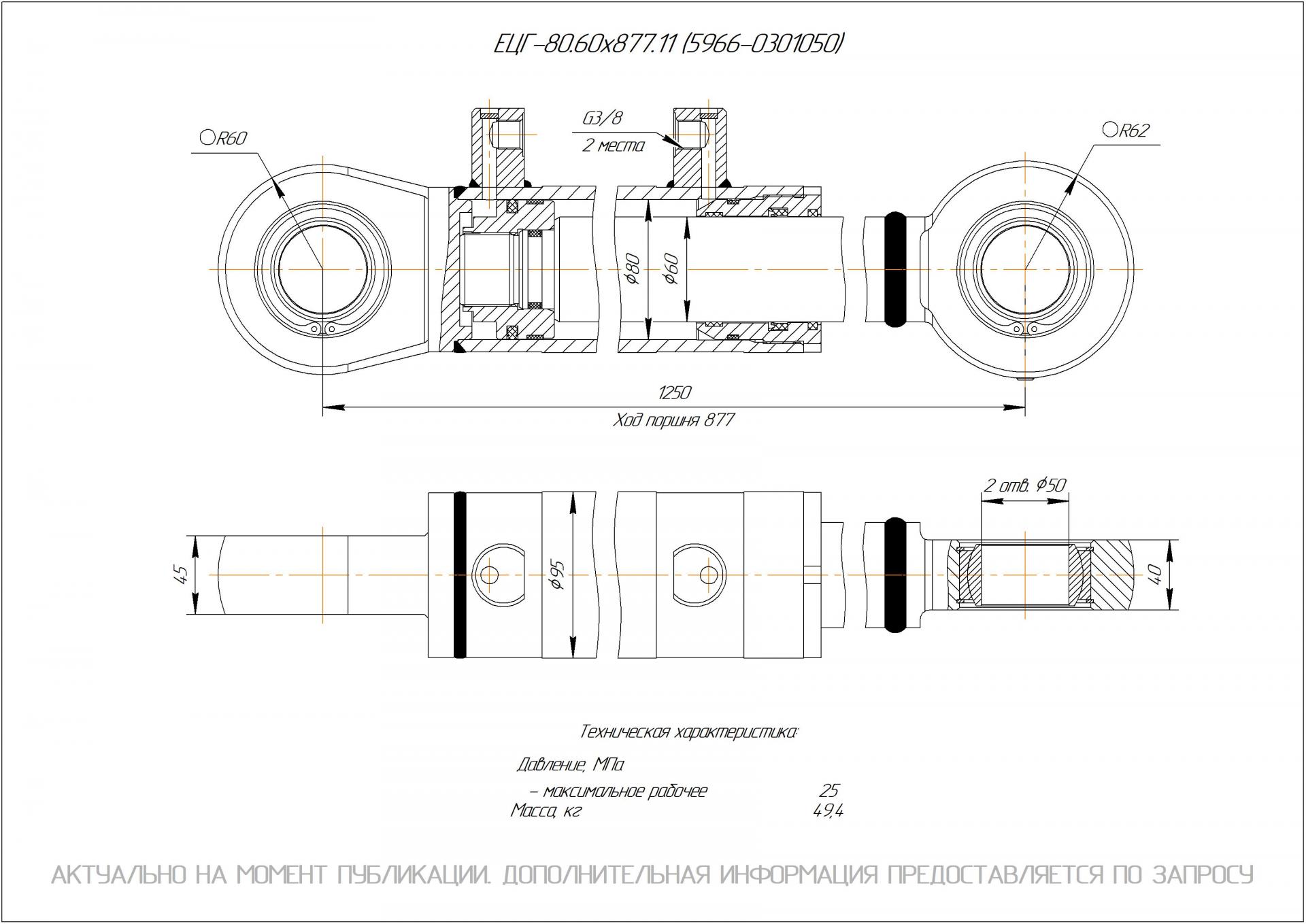 ЕЦГ-80.60х877.11 Гидроцилиндр