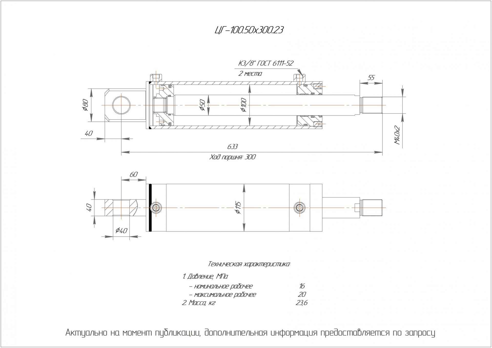 ЦГ-100.50х300.23 Гидроцилиндр