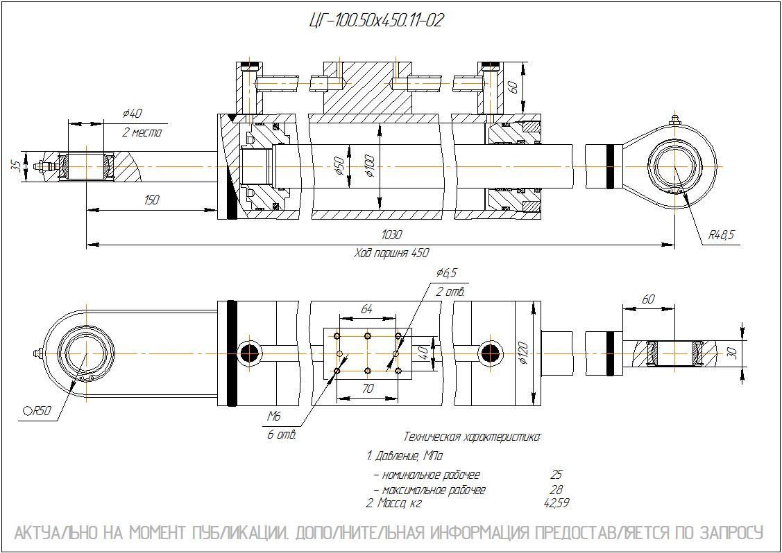 ЦГ-100.50х450.11-02 Гидроцилиндр