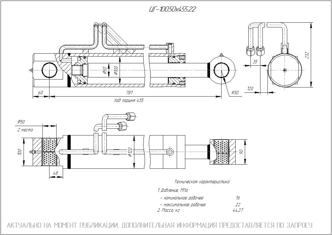 ЦГ-100.50х455.22 Гидроцилиндр