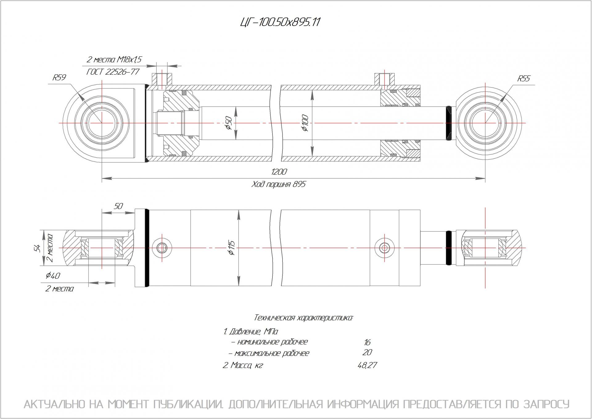 ЦГ-100.50х895.11 Гидроцилиндр