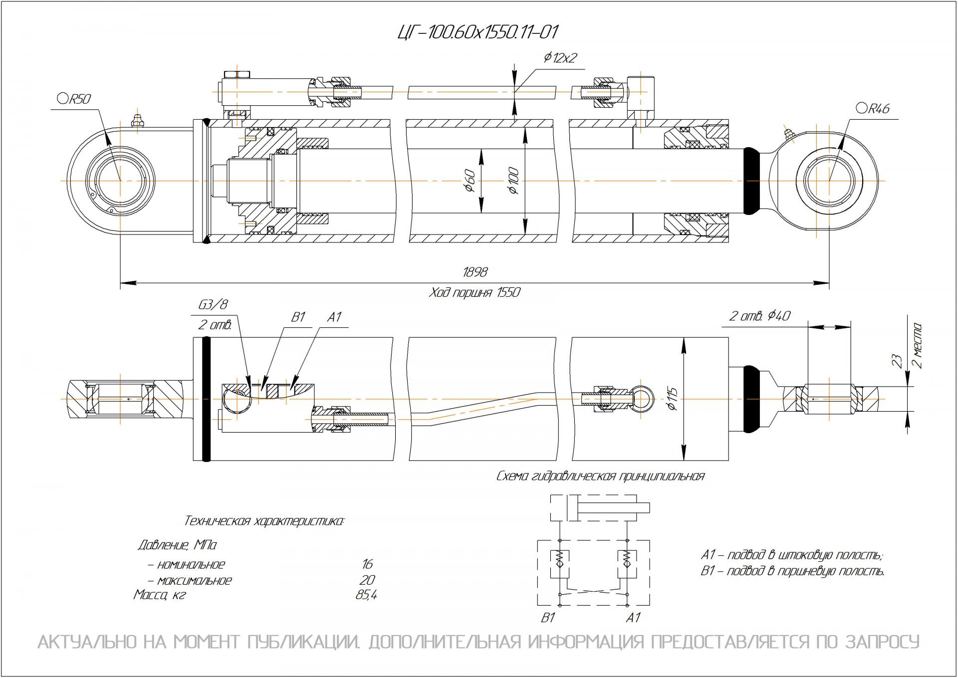 ЦГ-100.60х1550.11-01 Гидроцилиндр