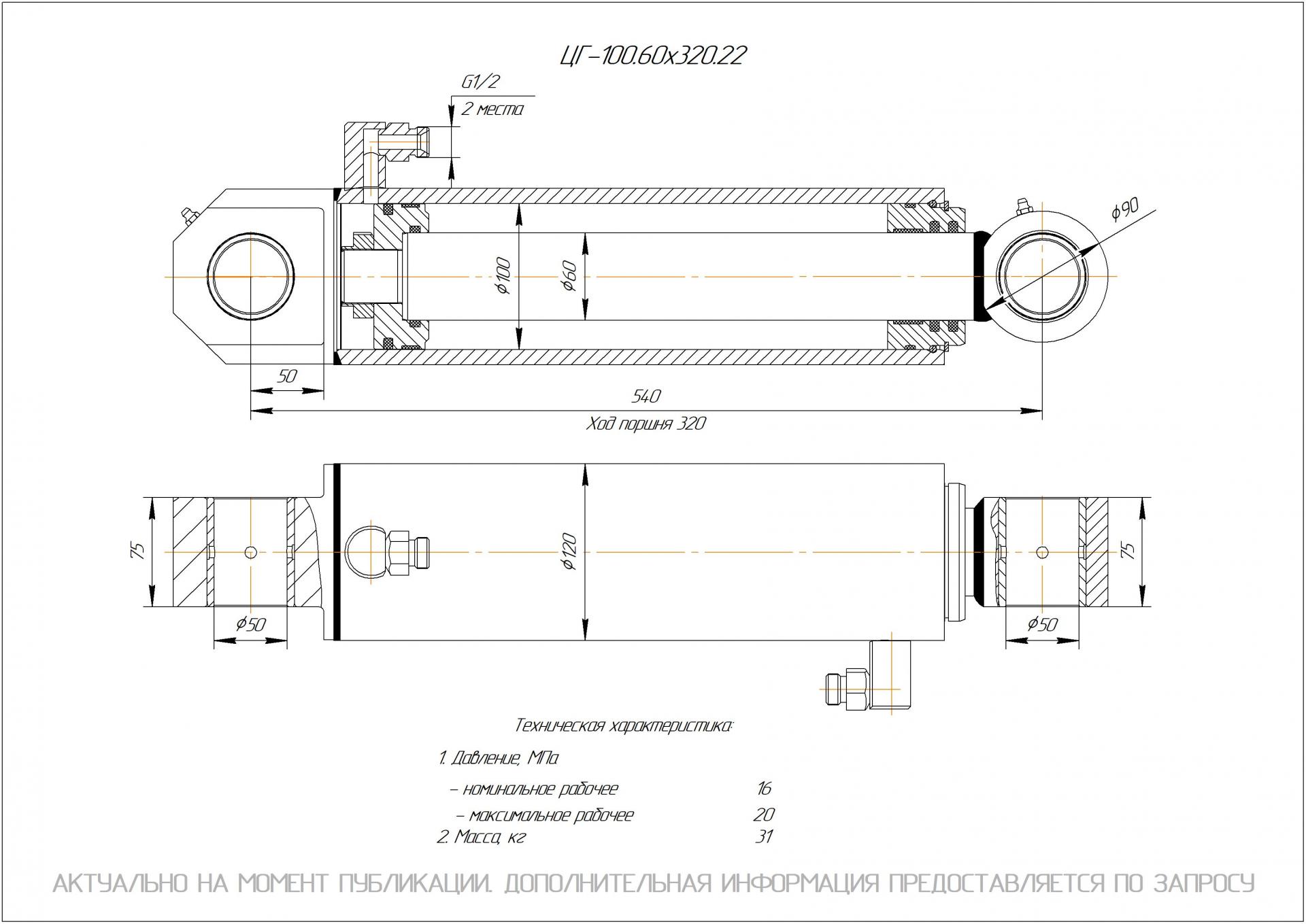 ЦГ-100.60х320.22 Гидроцилиндр