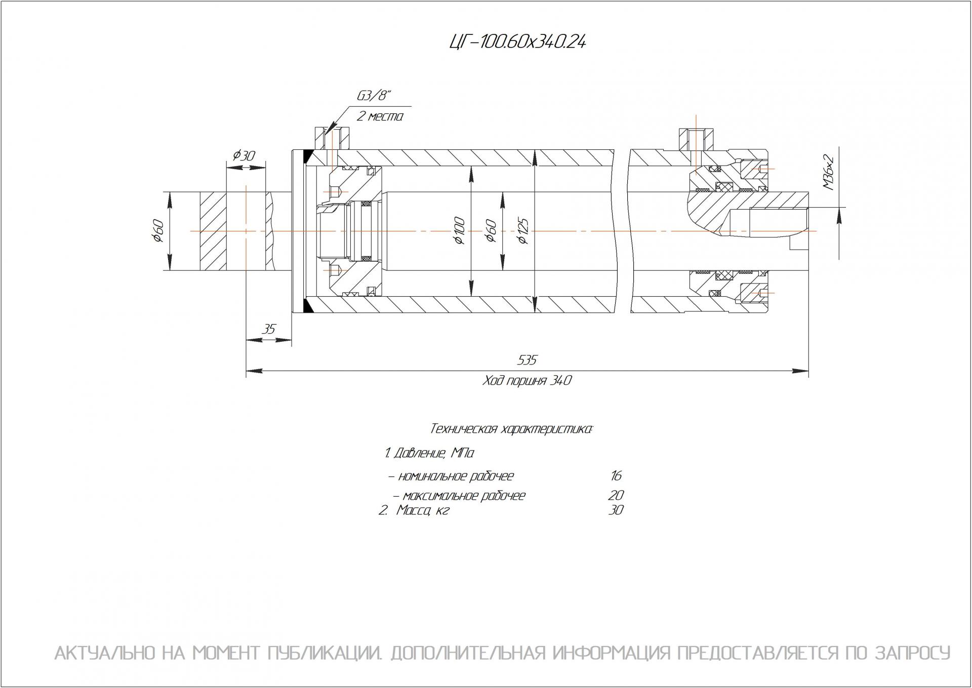 ЦГ-100.60х340.24 Гидроцилиндр