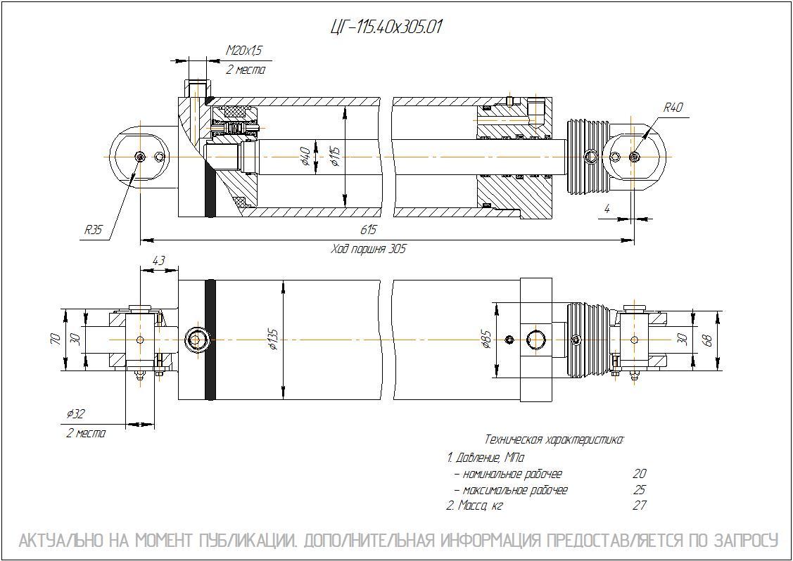 ЦГ-115.40х305.01 Гидроцилиндр