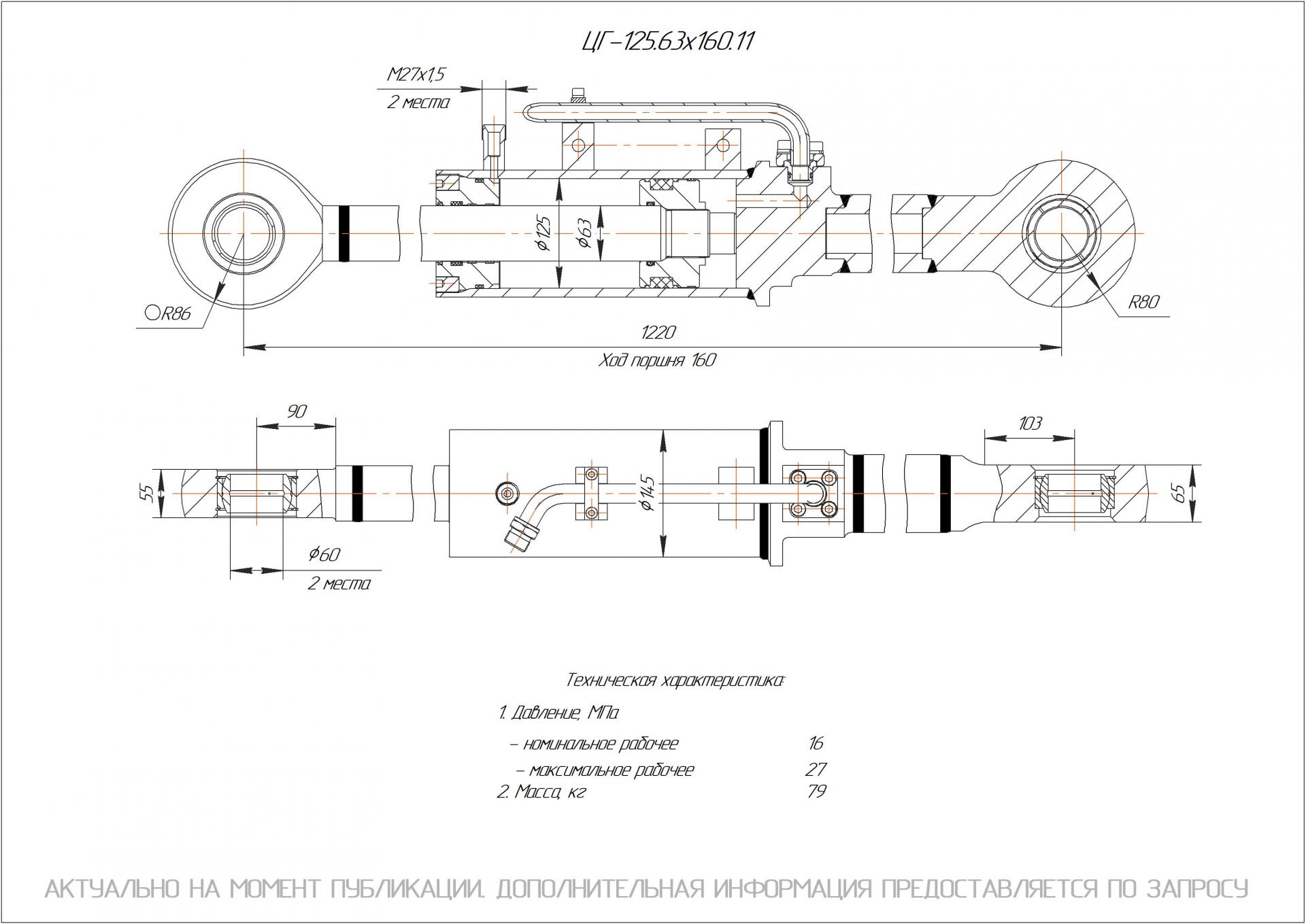 ЦГ-125.63х160.11 Гидроцилиндр
