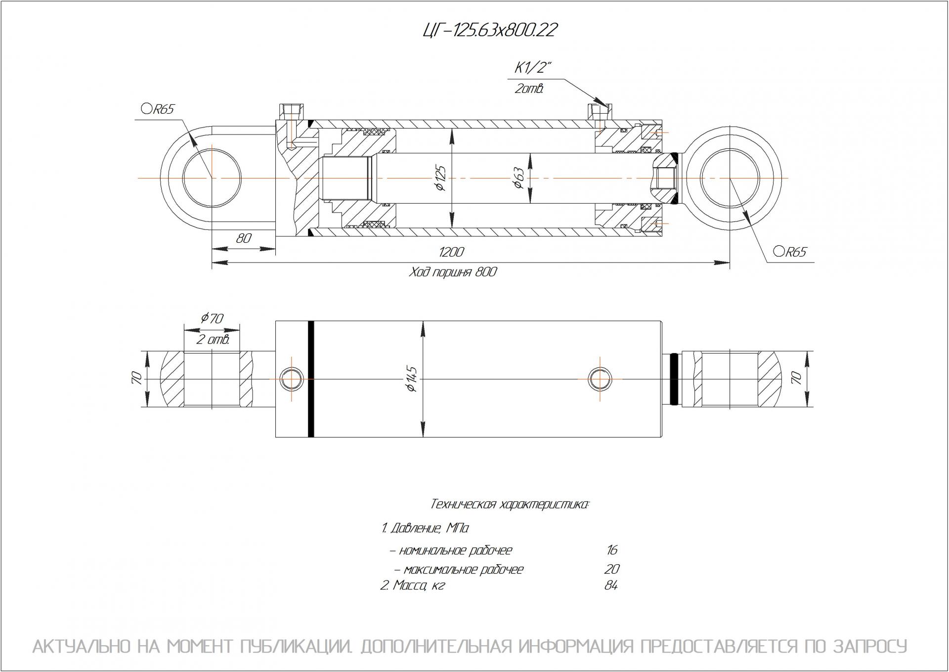 ЦГ-125.63х800.22 Гидроцилиндр