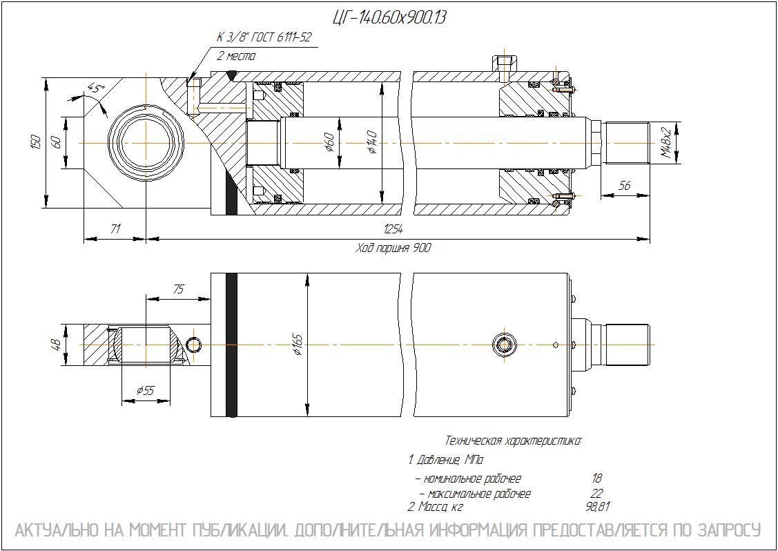 ЦГ-140.60х900.13 Гидроцилиндр