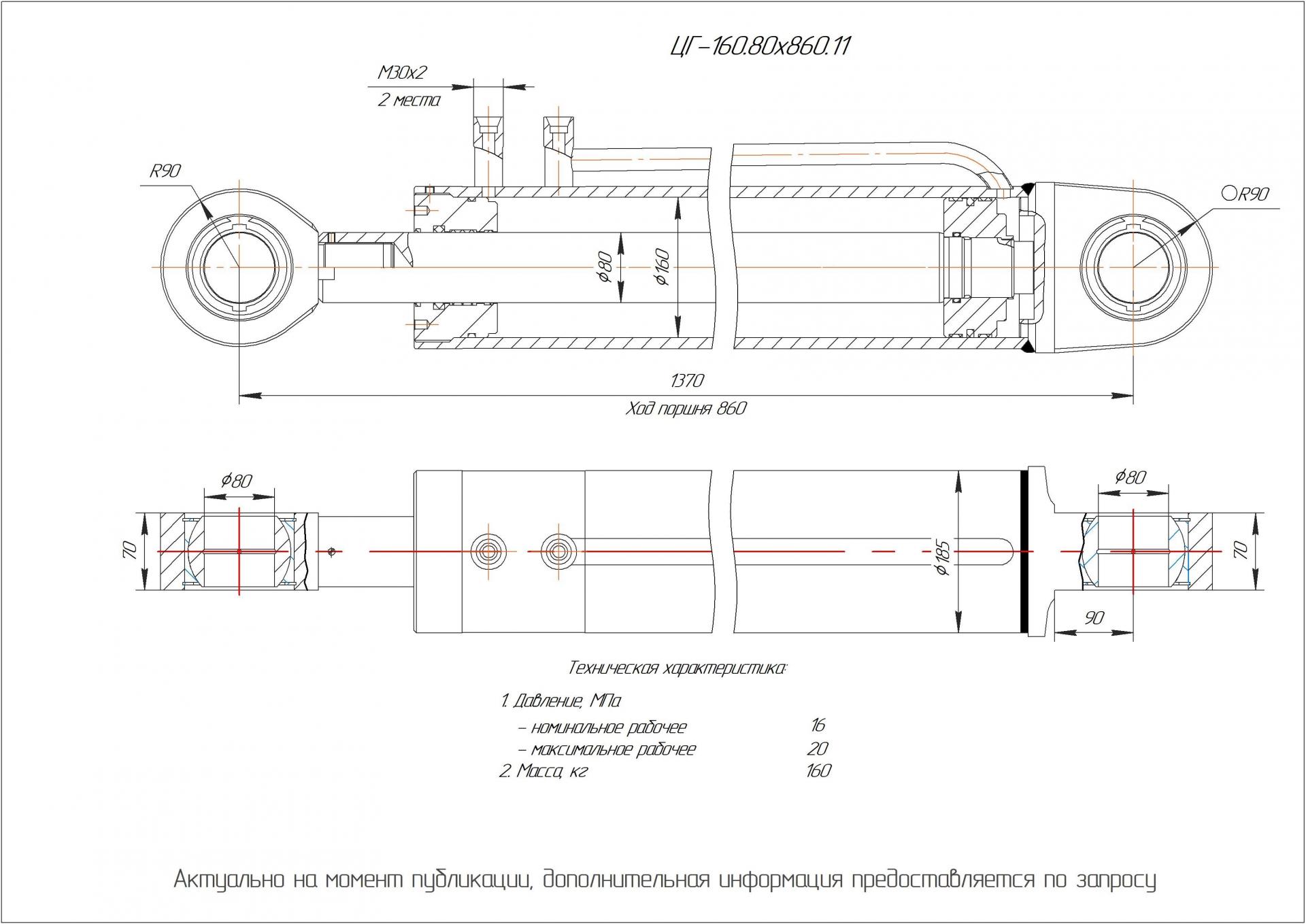 ЦГ-160.80х860.11 Гидроцилиндр