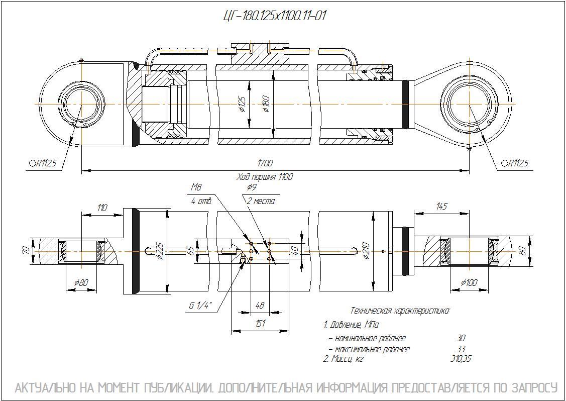 ЦГ-180.125х1100.11-01 Гидроцилиндр