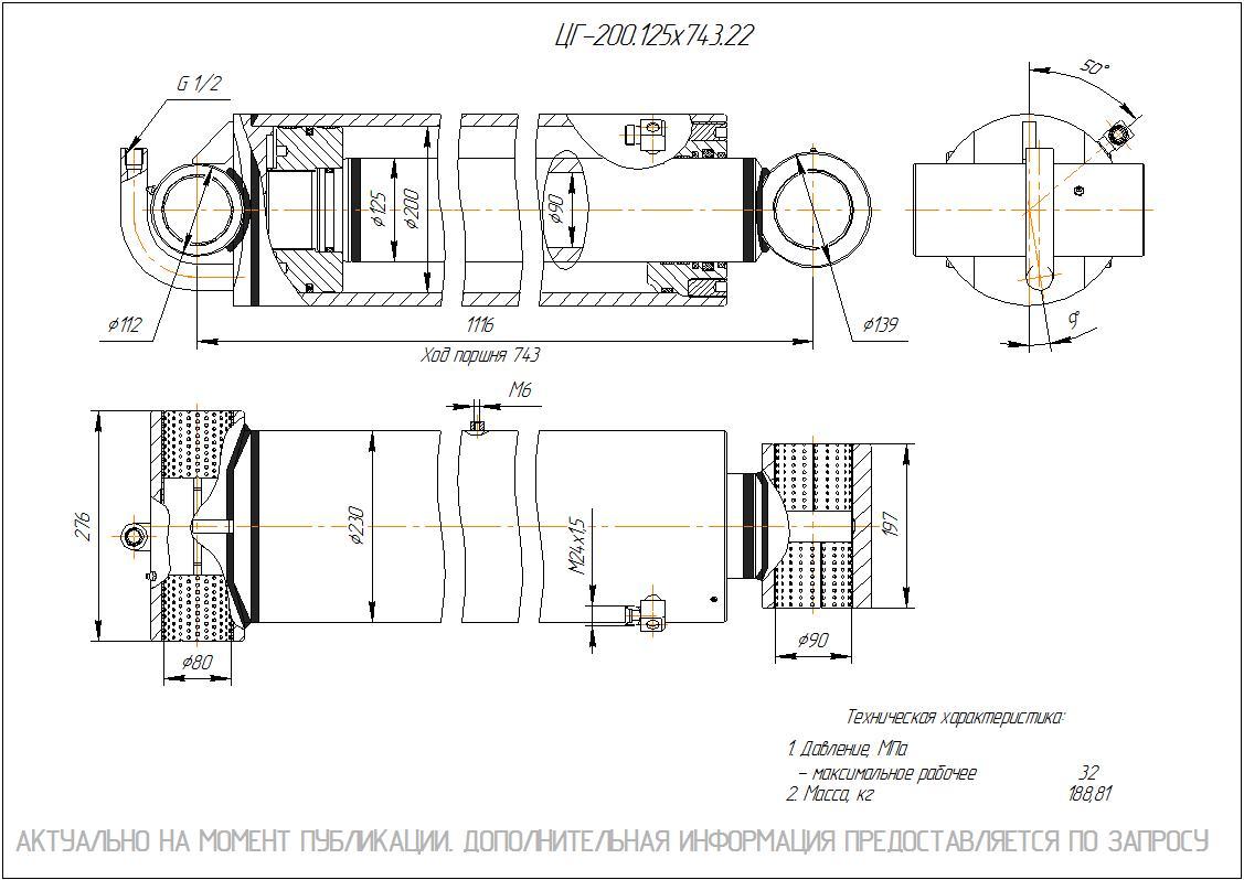 ЦГ-200.125х743.22 Гидроцилиндр