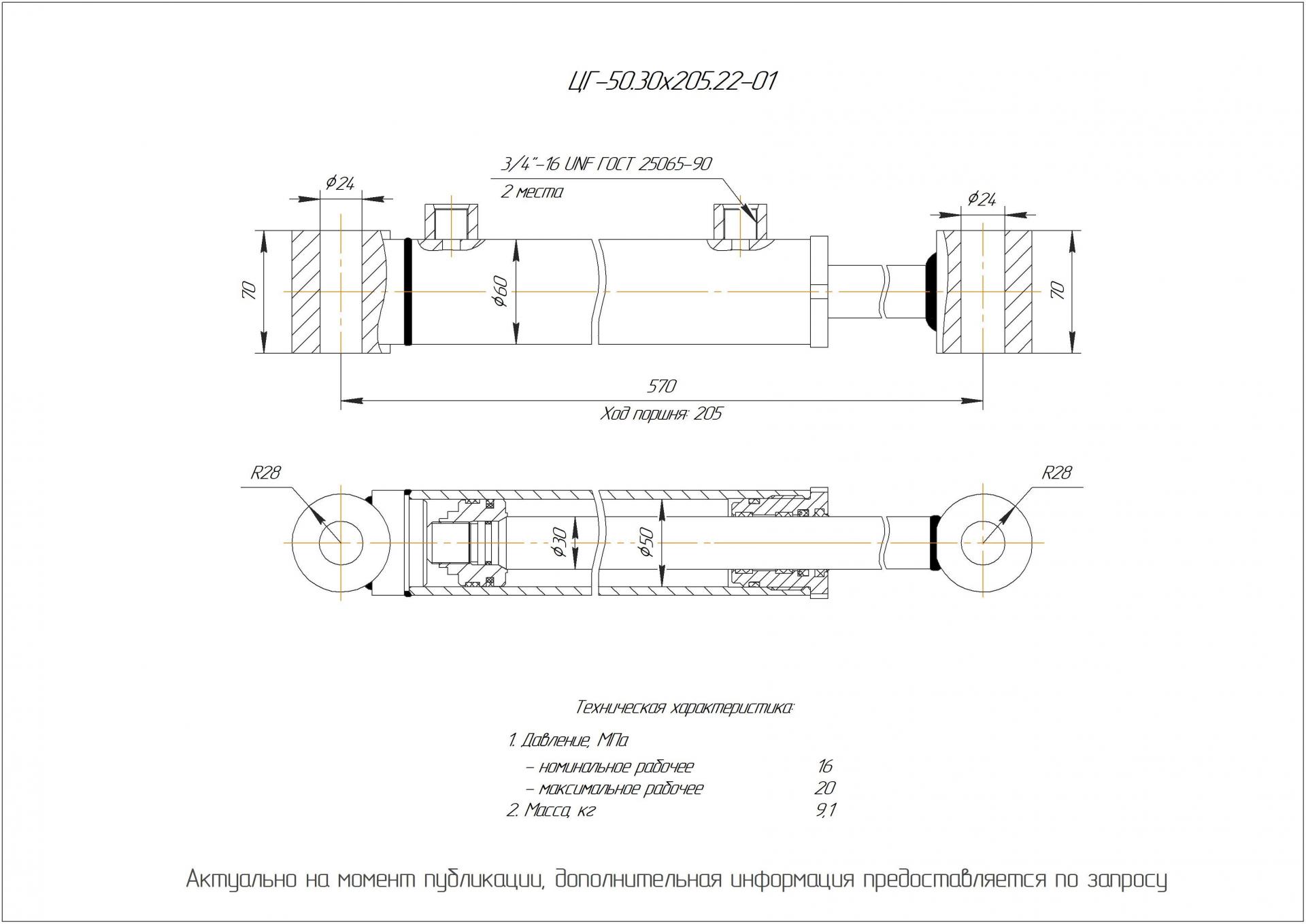 ЦГ-50.30х205.22-01 Гидроцилиндр