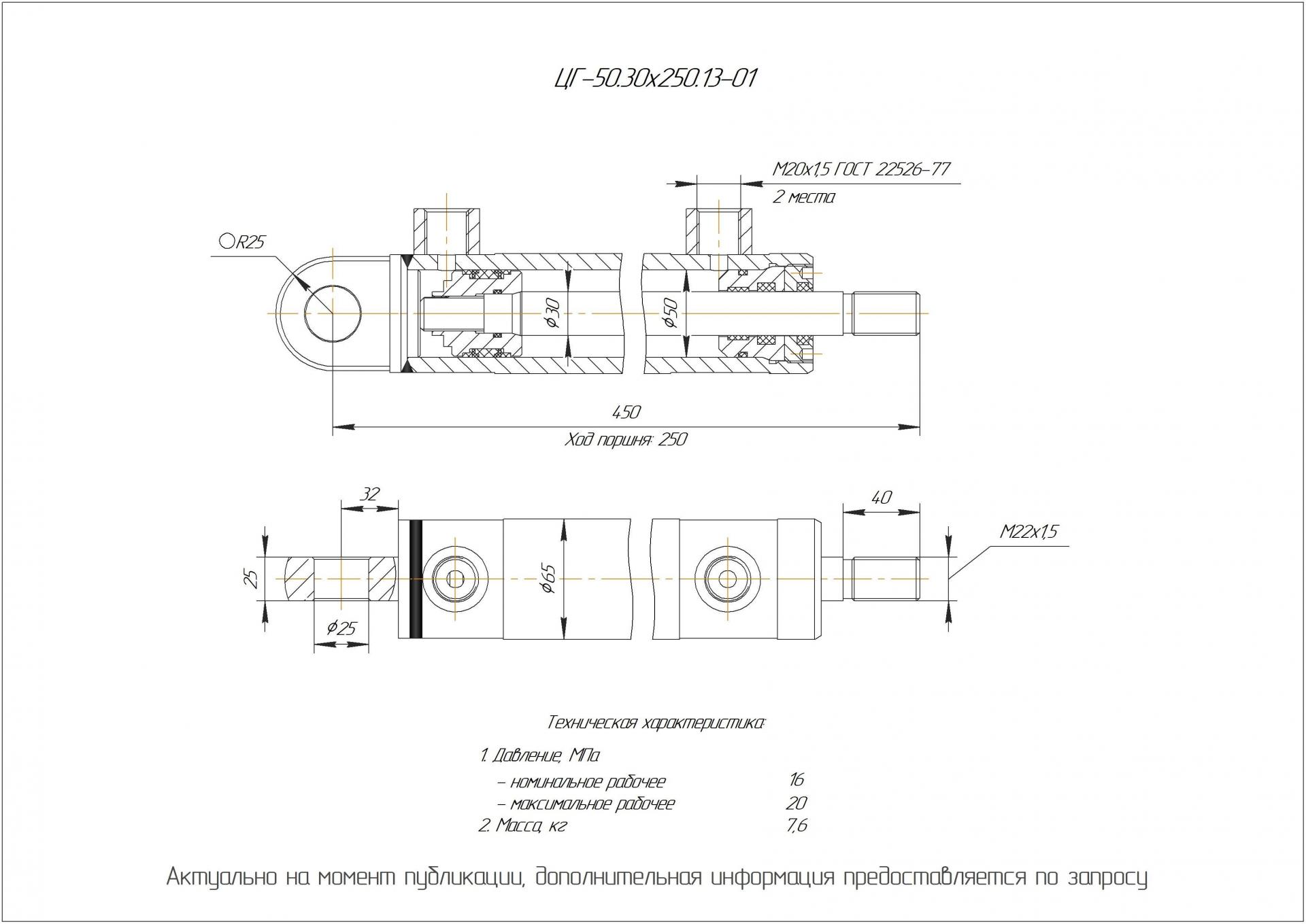 ЦГ-50.30х250.13-01 Гидроцилиндр