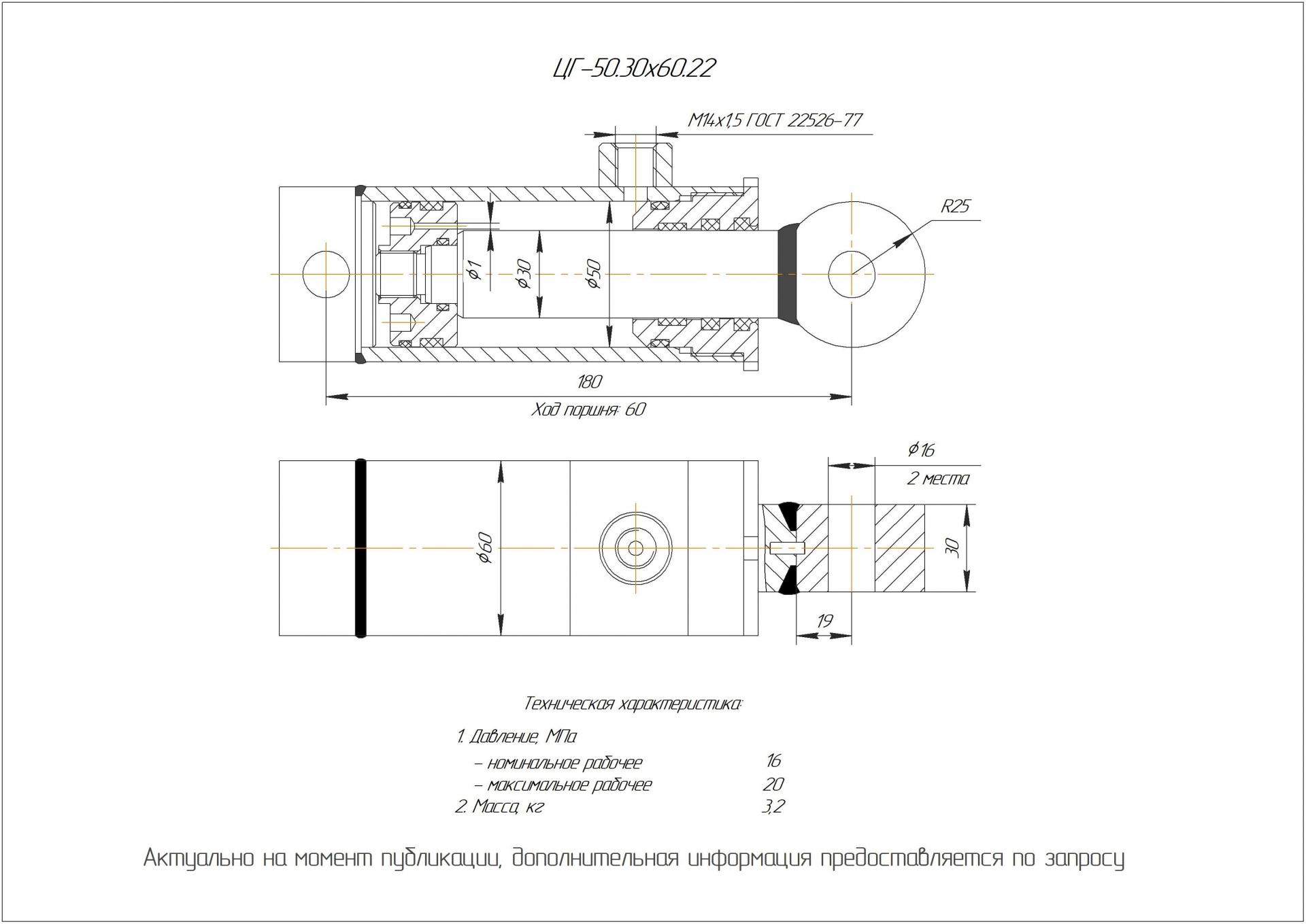 ЦГ-50.30х60.22 Гидроцилиндр
