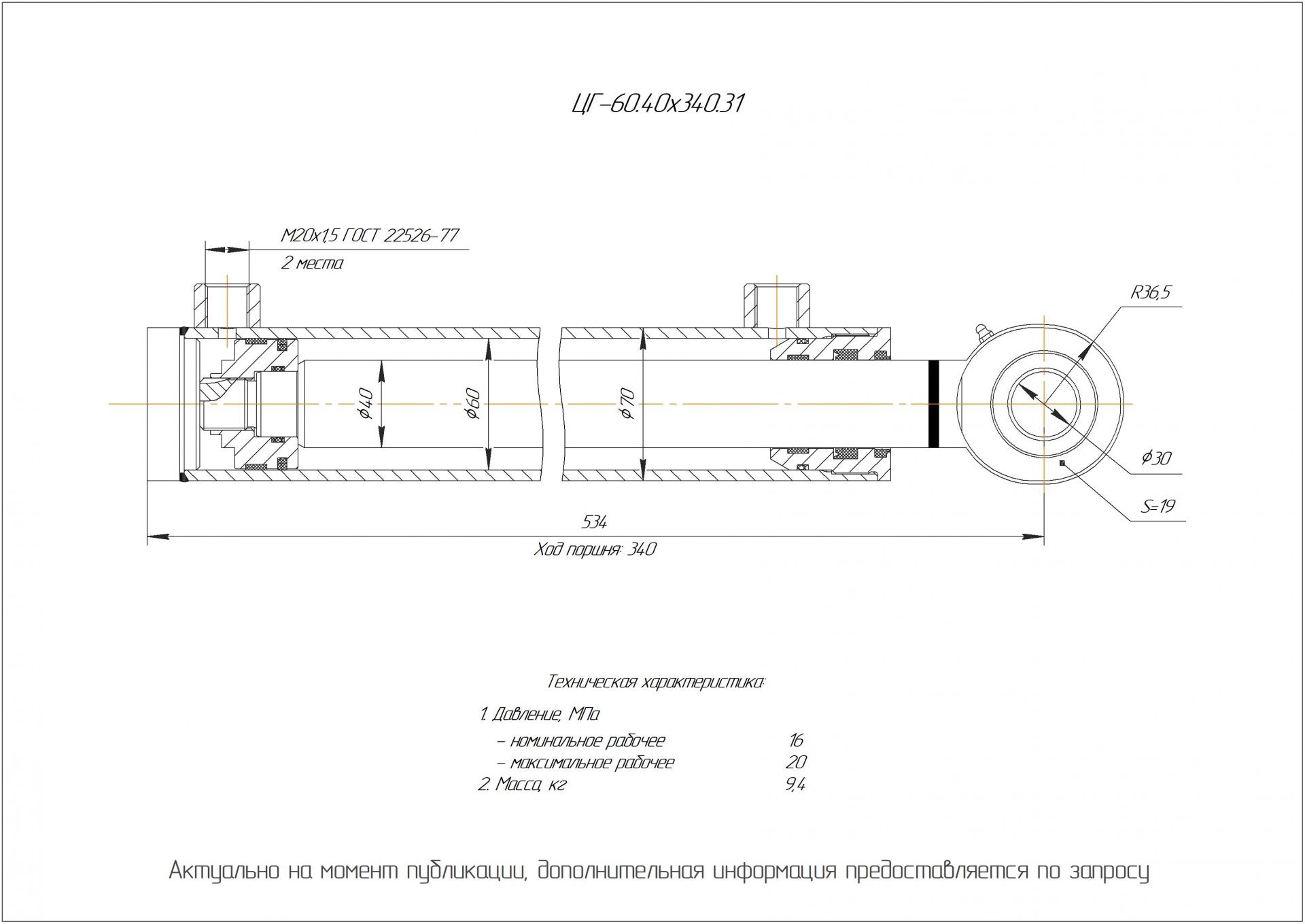 ЦГ-60.40х340.31 Гидроцилиндр