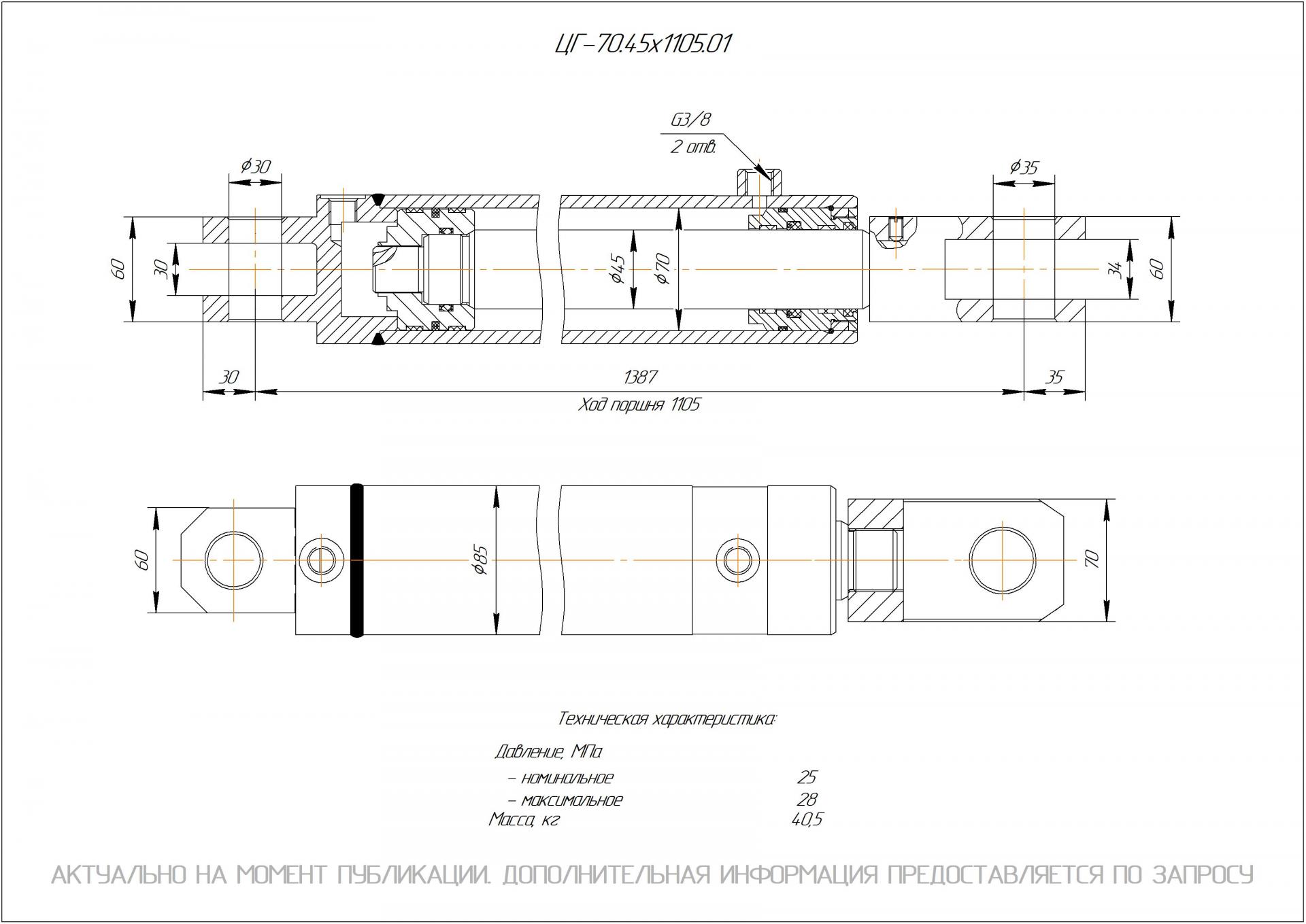 ЦГ-70.45х1105.01 Гидроцилиндр