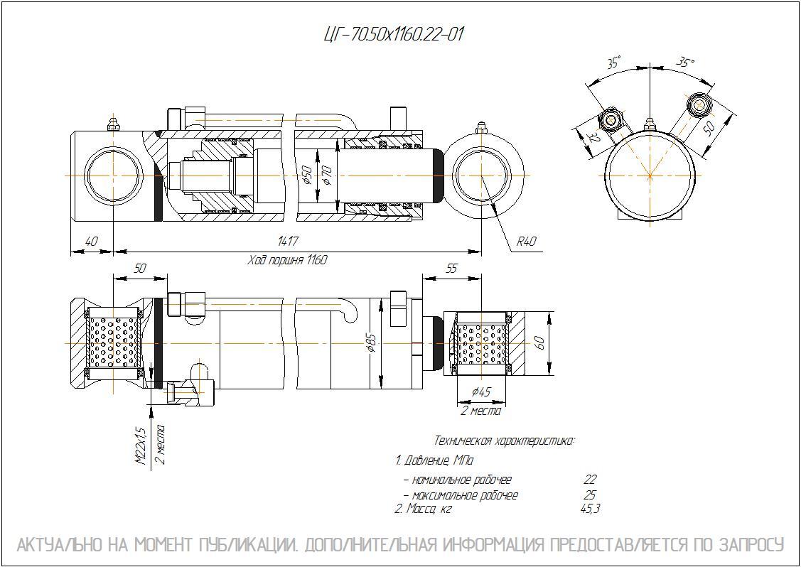 ЦГ-70.50х1160.22-01 Гидроцилиндр