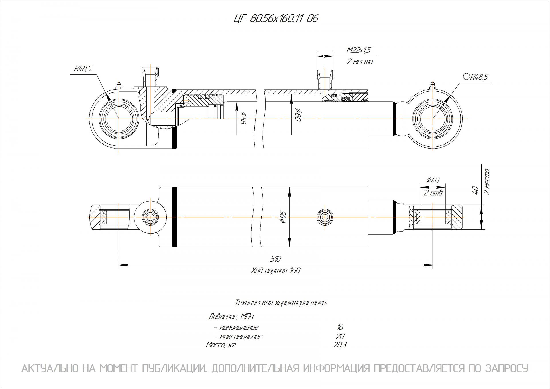 ЦГ-80.56х160.11-06 Гидроцилиндр