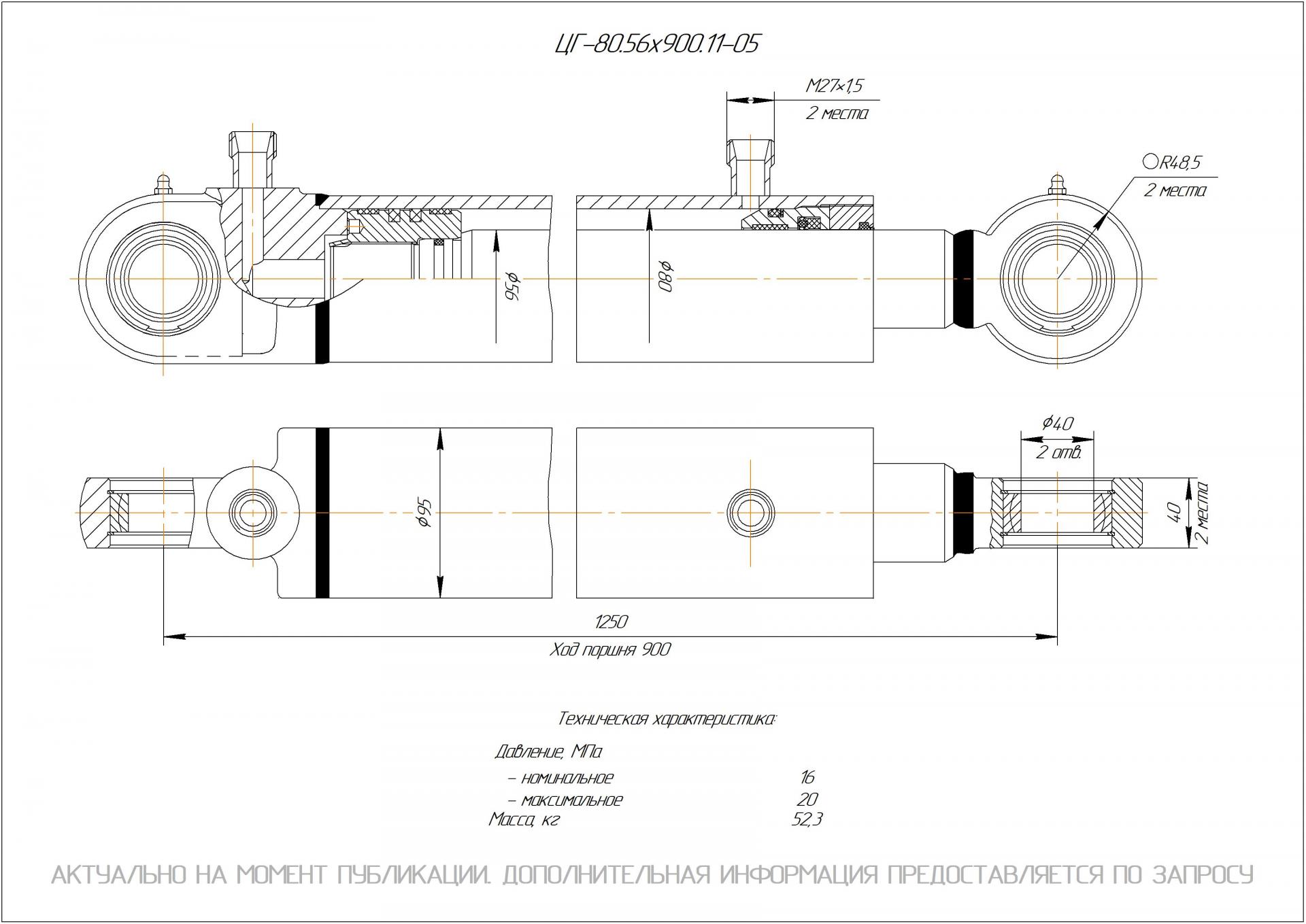 ЦГ-80.56х900.11-05 Гидроцилиндр